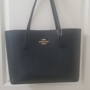 Coach black leather tote